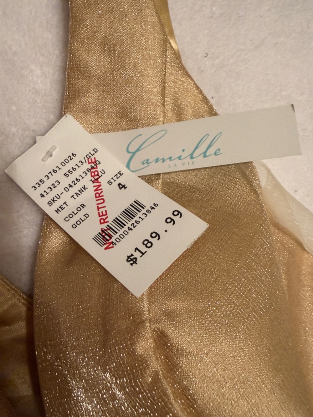Camille La Vie Gold V-Neck Gown - Picture 10 of 10